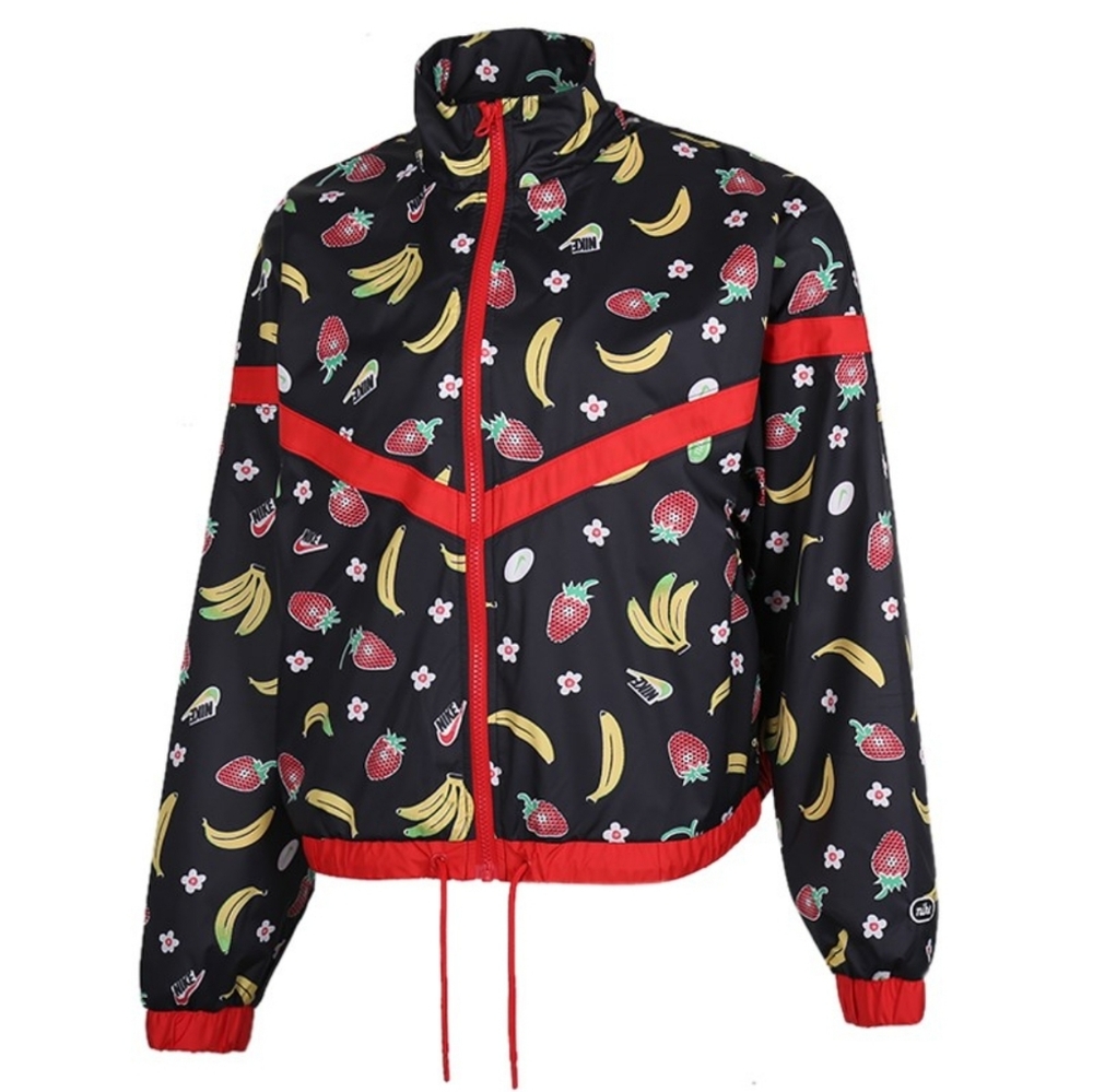 NIKE Sportswear New Womens Strawberry Banana Fruit Print Track Jacket Size S